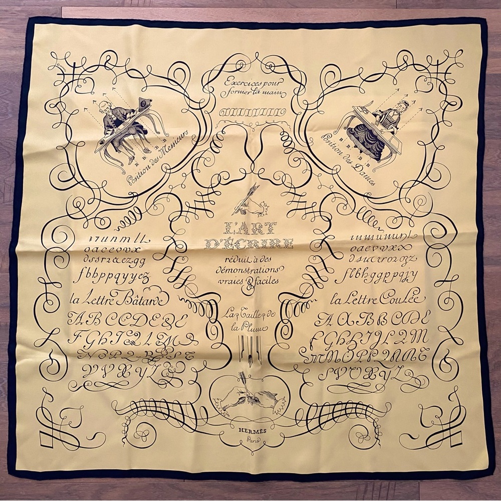Hermès silk L’Art D’écrire scarf, 90cm